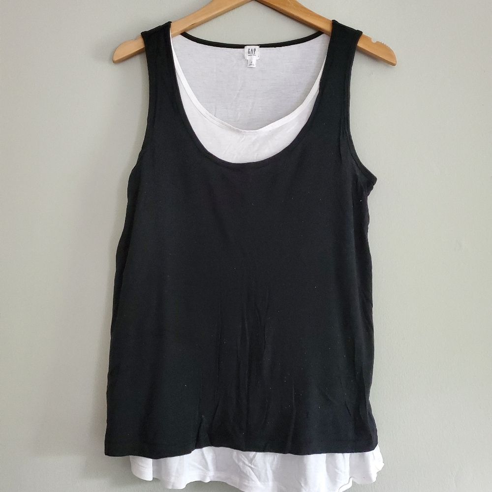 Gap Maternity Nursing Tank, Blk/Wht, Medium